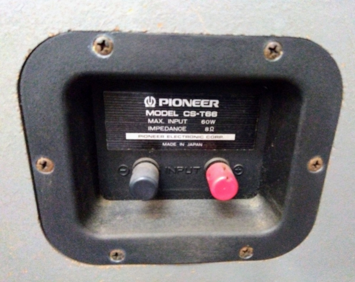 Pioneer CS-T66 スピーカー、60W、8Ω、サイズ1台あたり、幅35×奥行32×高さ61ｃｍ、数十年間保管の為、詳細わかりかねます「ジャンク品」_画像9