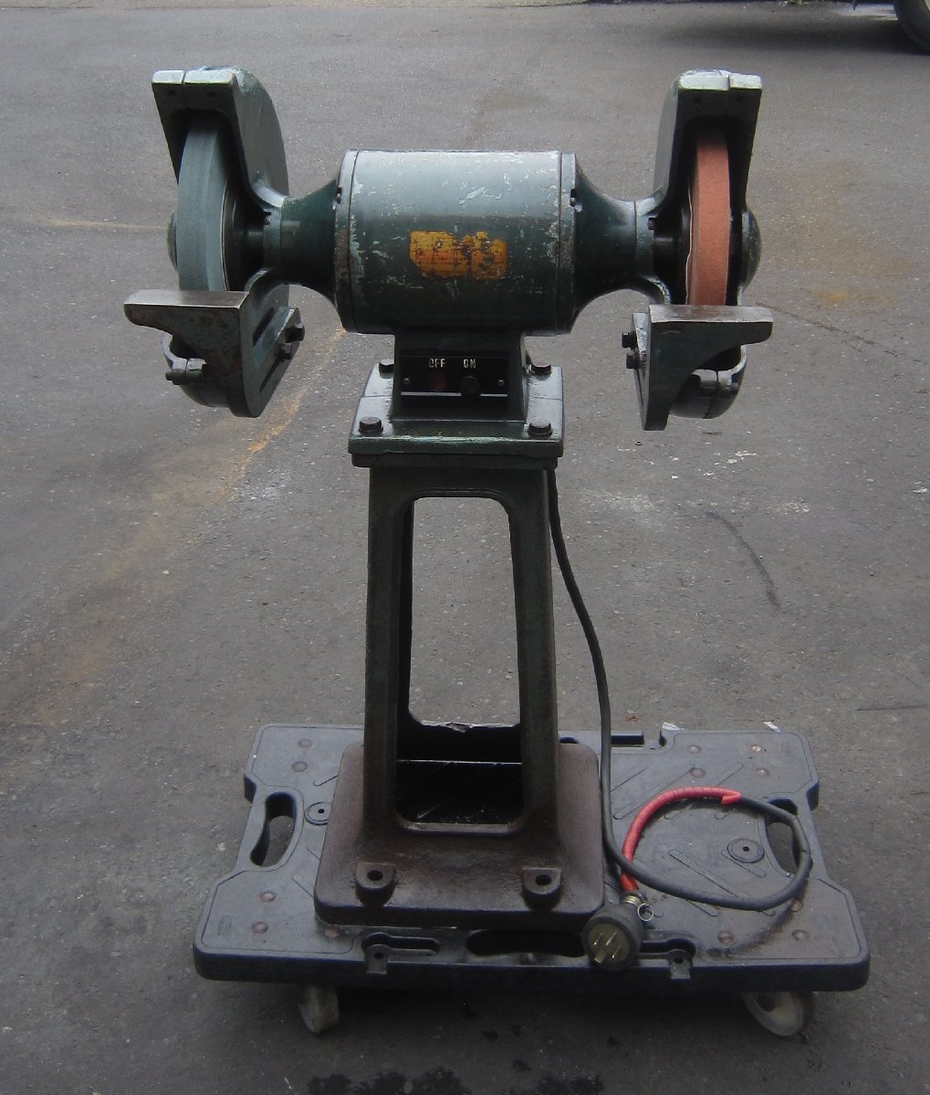 [ secondhand goods ] Manufacturers unknown both head grindstone diameter 255mmm three-phase 200V height 520mm pedestal attaching grinder buffing grinding grinding ..