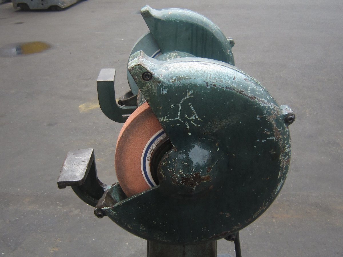 [ secondhand goods ] Manufacturers unknown both head grindstone diameter 255mmm three-phase 200V height 520mm pedestal attaching grinder buffing grinding grinding ..