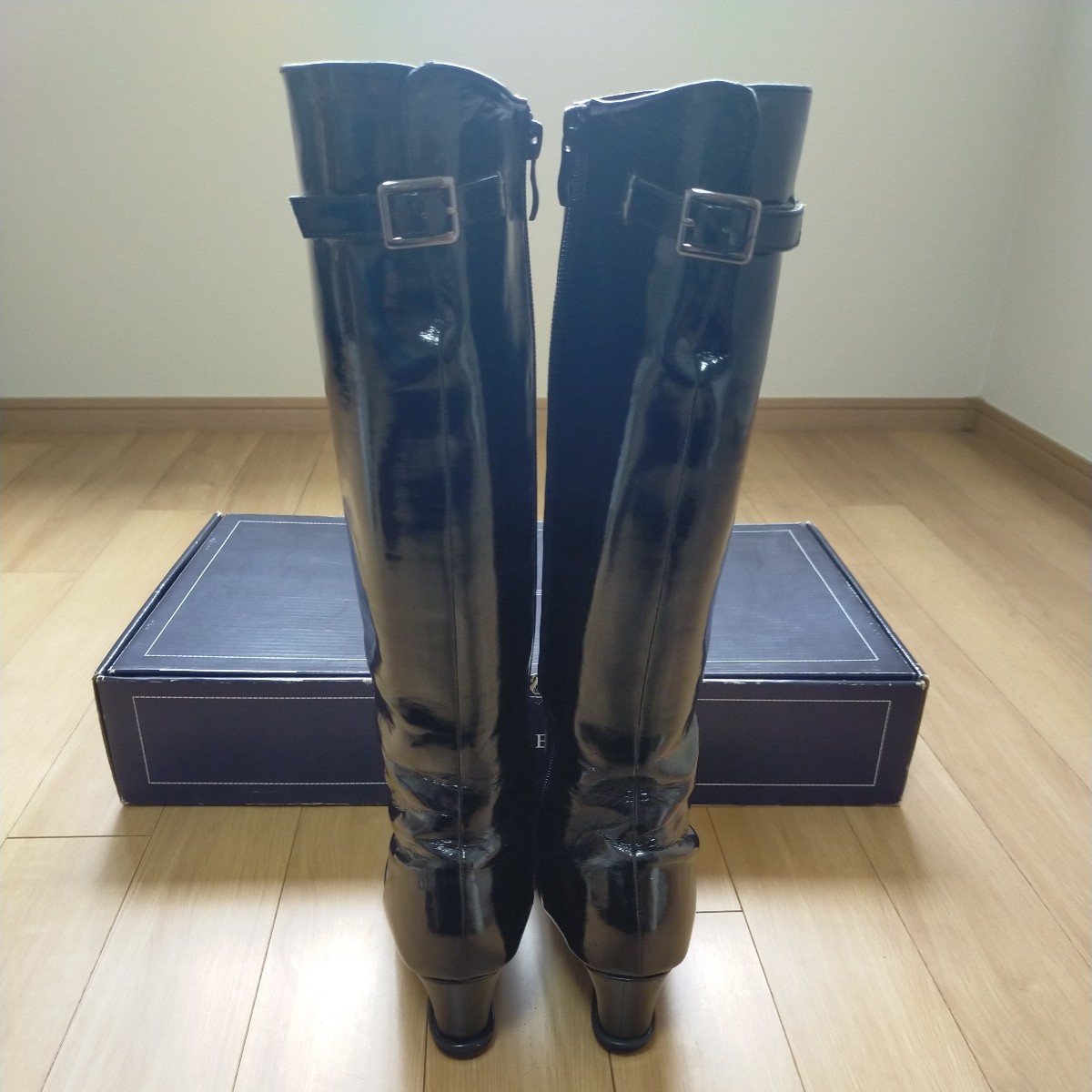 LANDS' END レディース エナメル ロングブーツ 24.5/EE_画像5