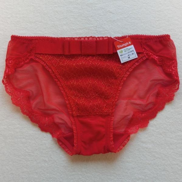【M】トリンプミニショーツ LS033 赤 リアンセンチュール p2133bi・ レッド triumph 広幅ラメ入りテープリボン_画像6