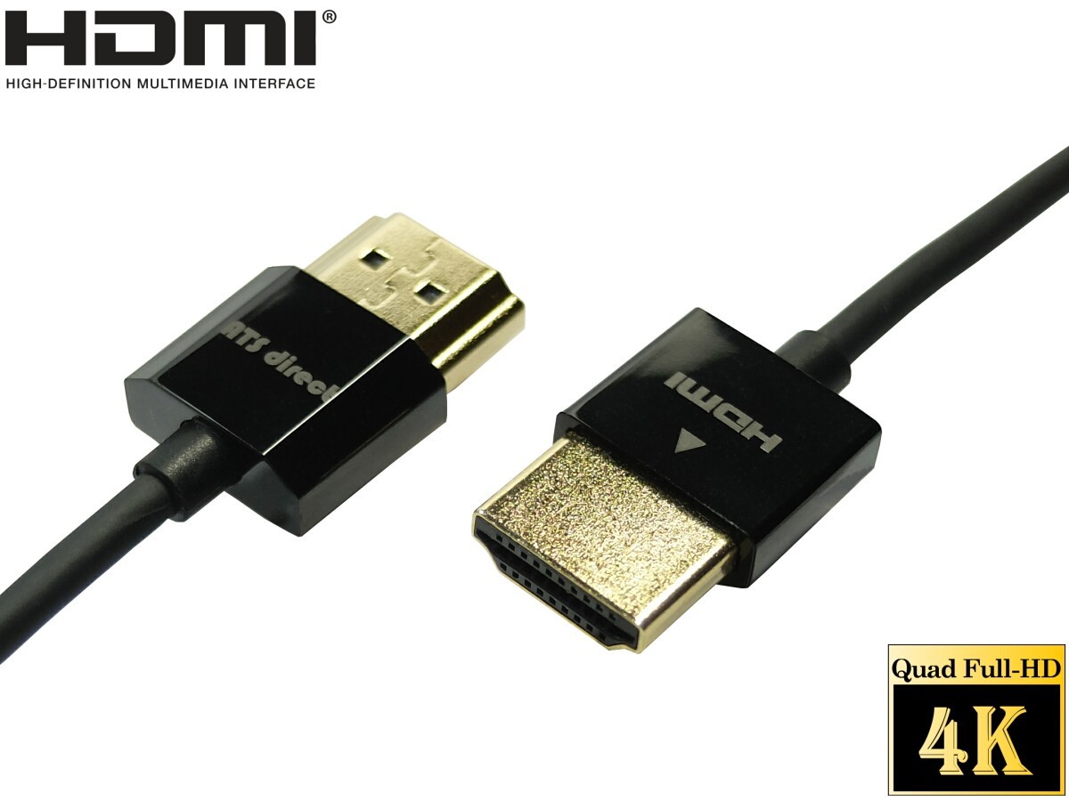 HDMIケーブル ハイスピードイーサネット 1m スーパースリム 4K2K 60P 4.4.4 フル4K対応 【ネコポス送料無料】 