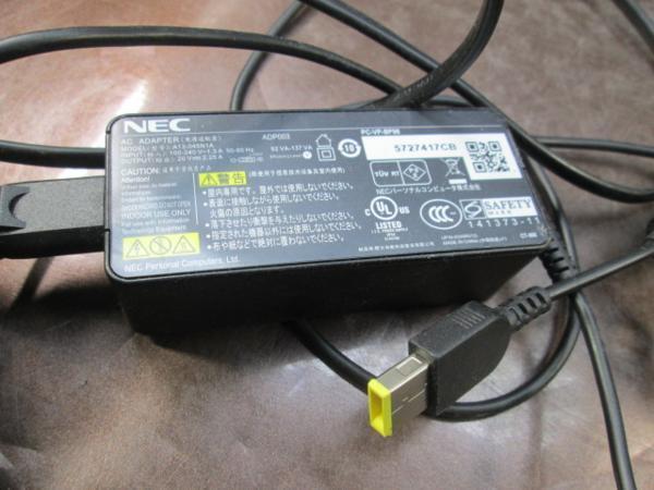 NEC LAVIE Z用ACアダプタ－ADP003 PC-VP-BP98 電源ケーブル付属 20V 2.25A_画像1