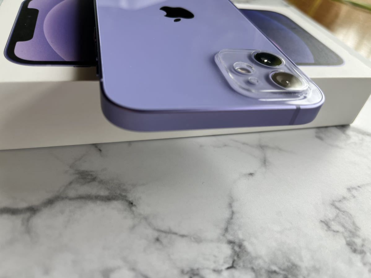 Apple iPhone 12 64GB パープル 美品 純正カバー他おまけ付き SIM
