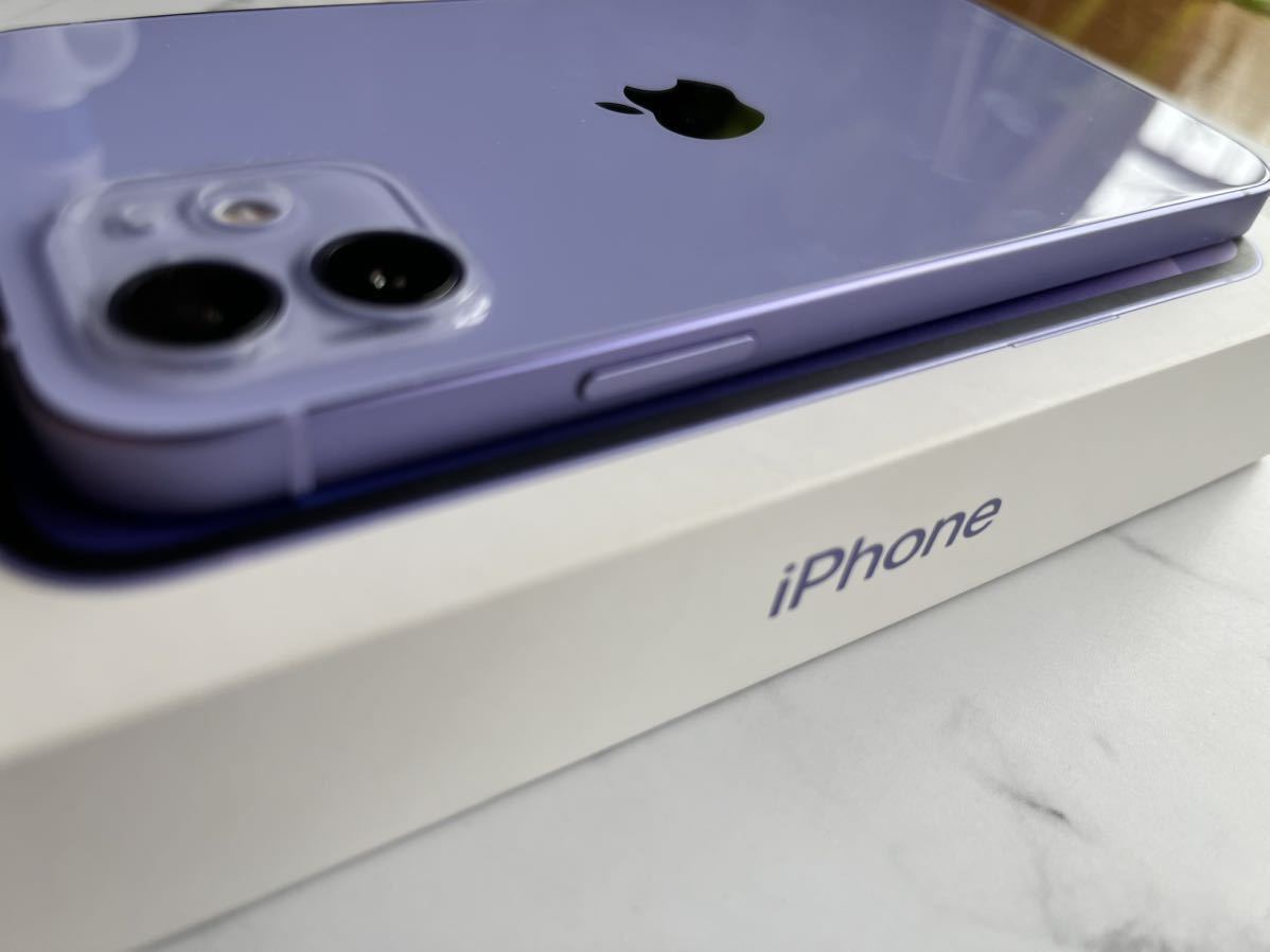 Apple iPhone 12 64GB パープル 美品 純正カバー他おまけ付き SIM