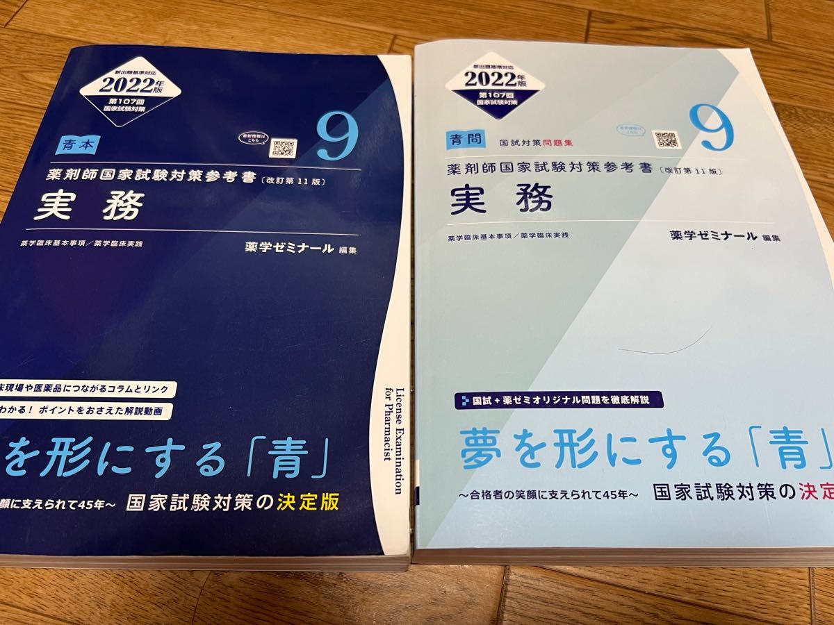 薬剤師国家試験対策参考書 第107回　実務青本 青問 2冊書き込み以外は綺麗な状態。カバーなし。