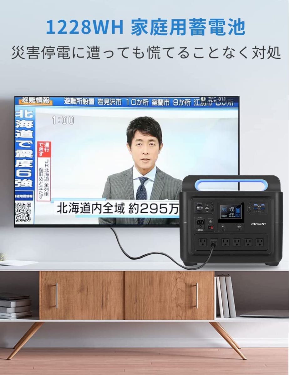 ポータブル電源 1228WH/384800mAh 大容量地震停電対応 非常用電源