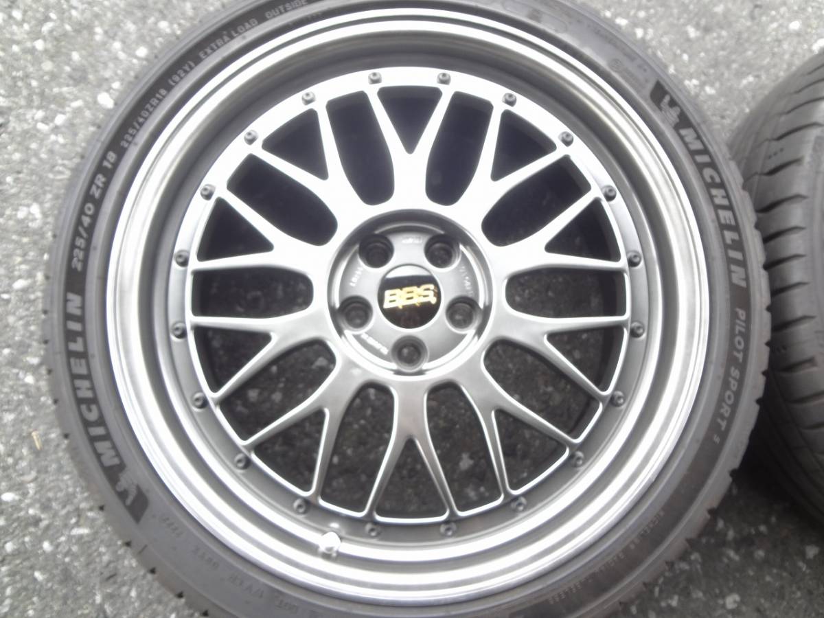 BBS LM 鍛造 FORGED DBK×DBK プリウス 86 BRZ カローラ 7.5J 前後オフセット違い 5H 100 225/40R18 ミシュラン2022年製付きの画像2