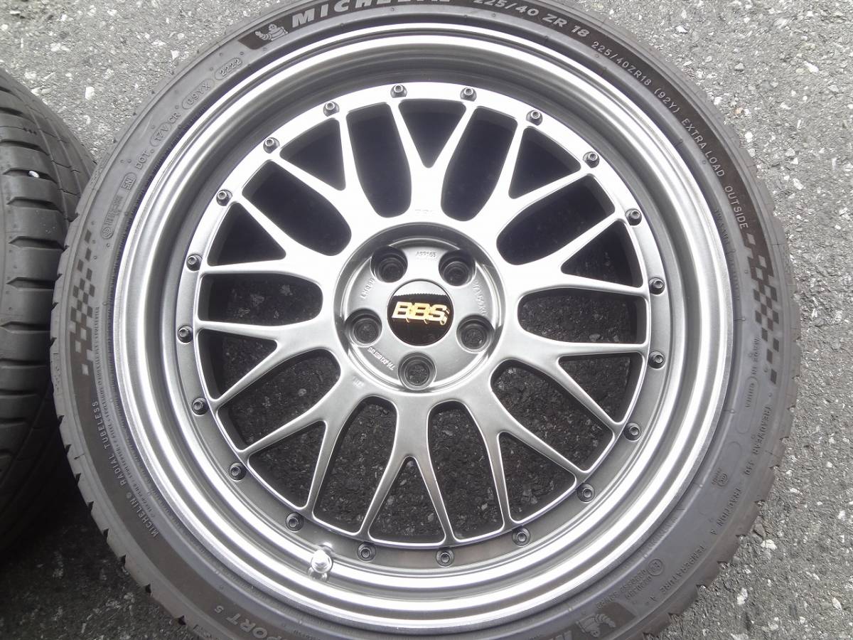 BBS LM 鍛造 FORGED DBK×DBK プリウス 86 BRZ カローラ 7.5J 前後オフセット違い 5H 100 225/40R18 ミシュラン2022年製付きの画像4