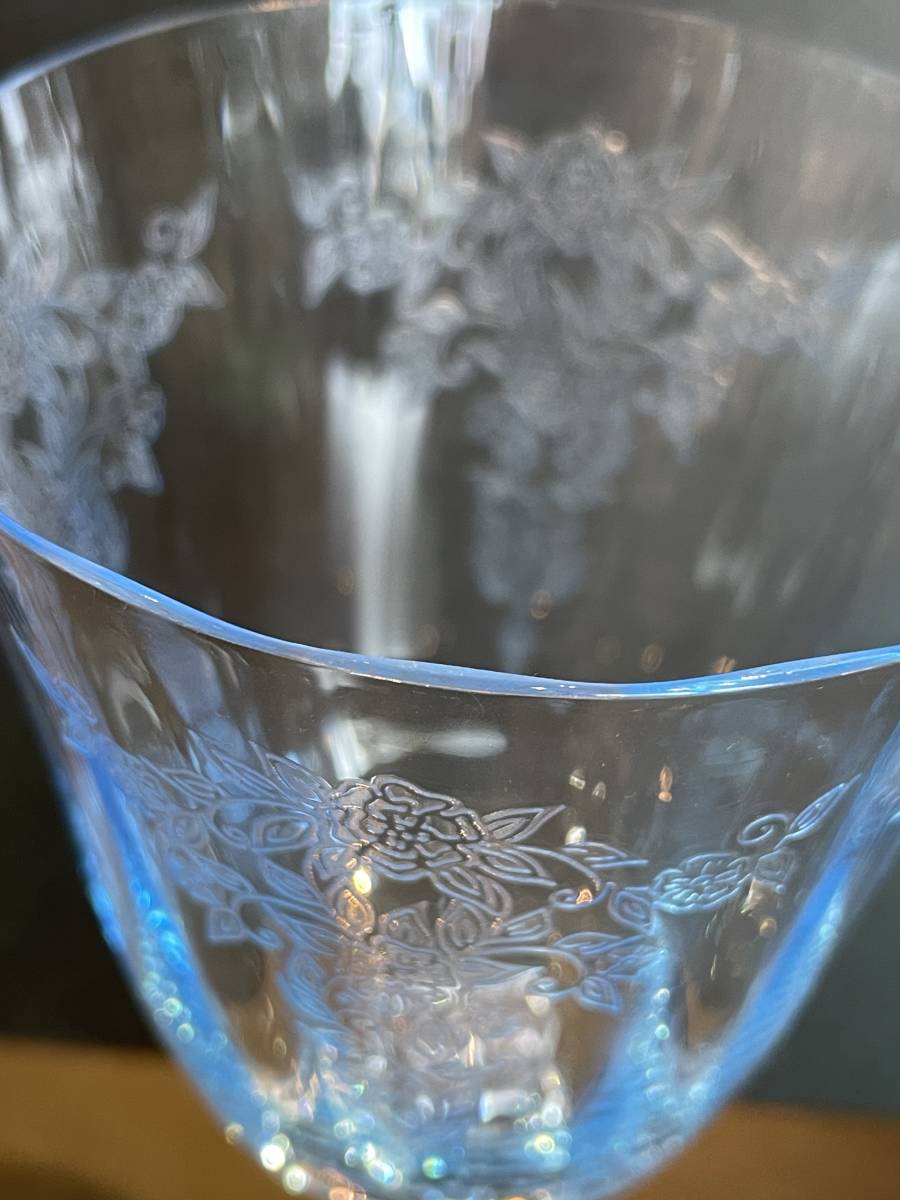 ☆ガラス製 装飾ワイングラス おしゃれ ブルー グラス 高さ20㎝ コップ 食器 酒器 コレクション アンティーク M0522●5_画像4