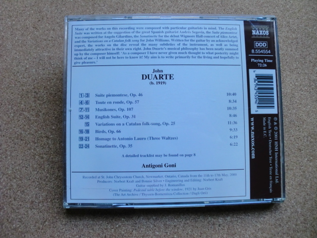 ＊【CD】JOHN DUARTE／GUITAR MUSIC（8.554554）（輸入盤）_画像3