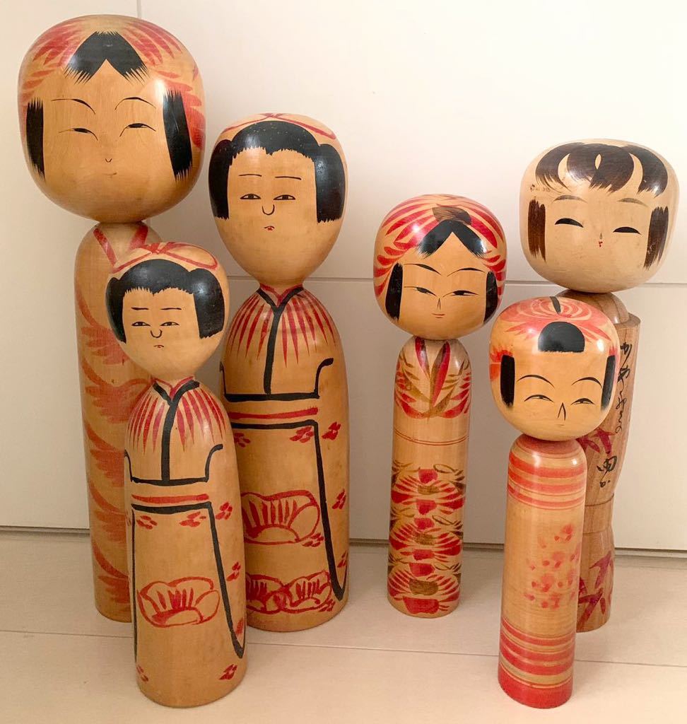 伝統こけし まとめ売り 創作こけし 6点 我妻吉助 白峰 我妻勇 小林