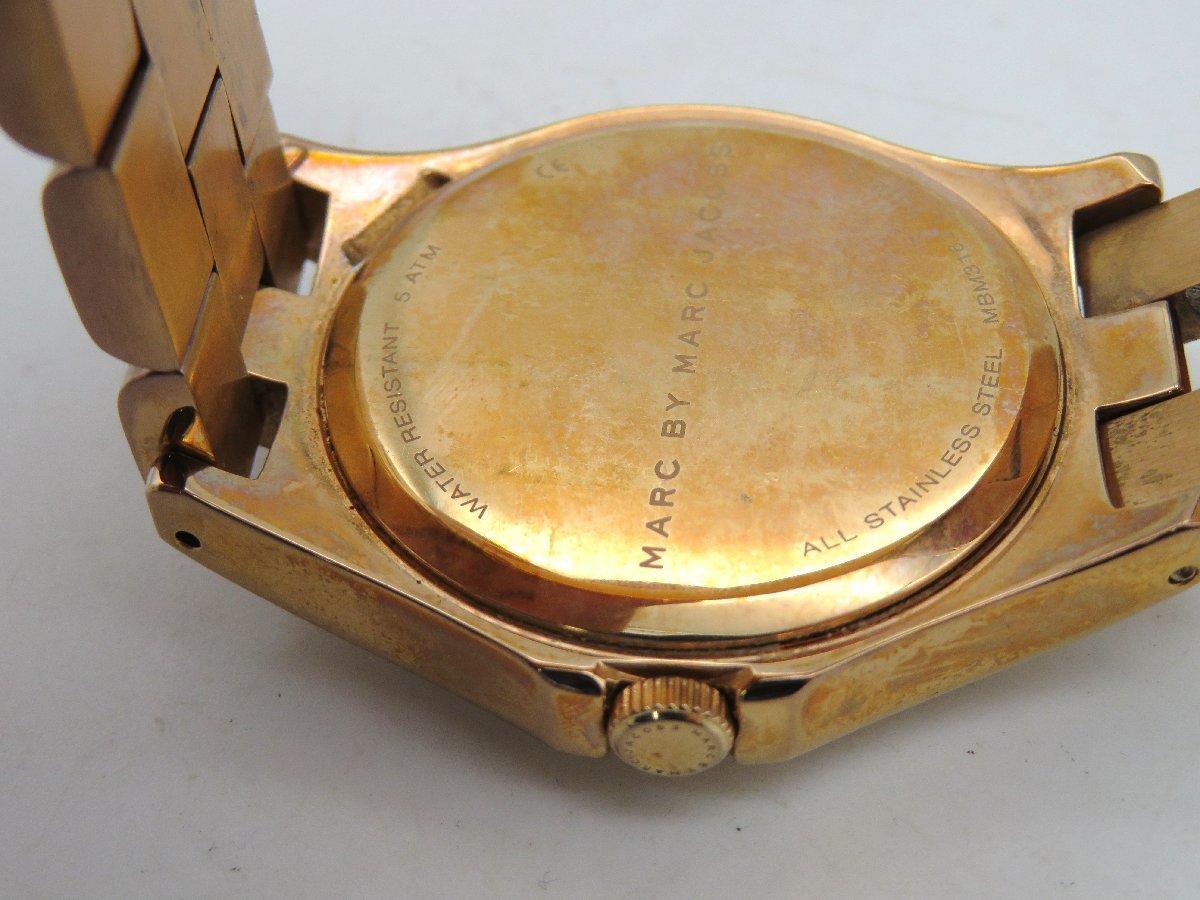 ◆1円◆稼働◆ マークジェイコブス MBM3163  ブロンズ クオーツ メンズ 腕時計 箱 保 コマ E655の画像6