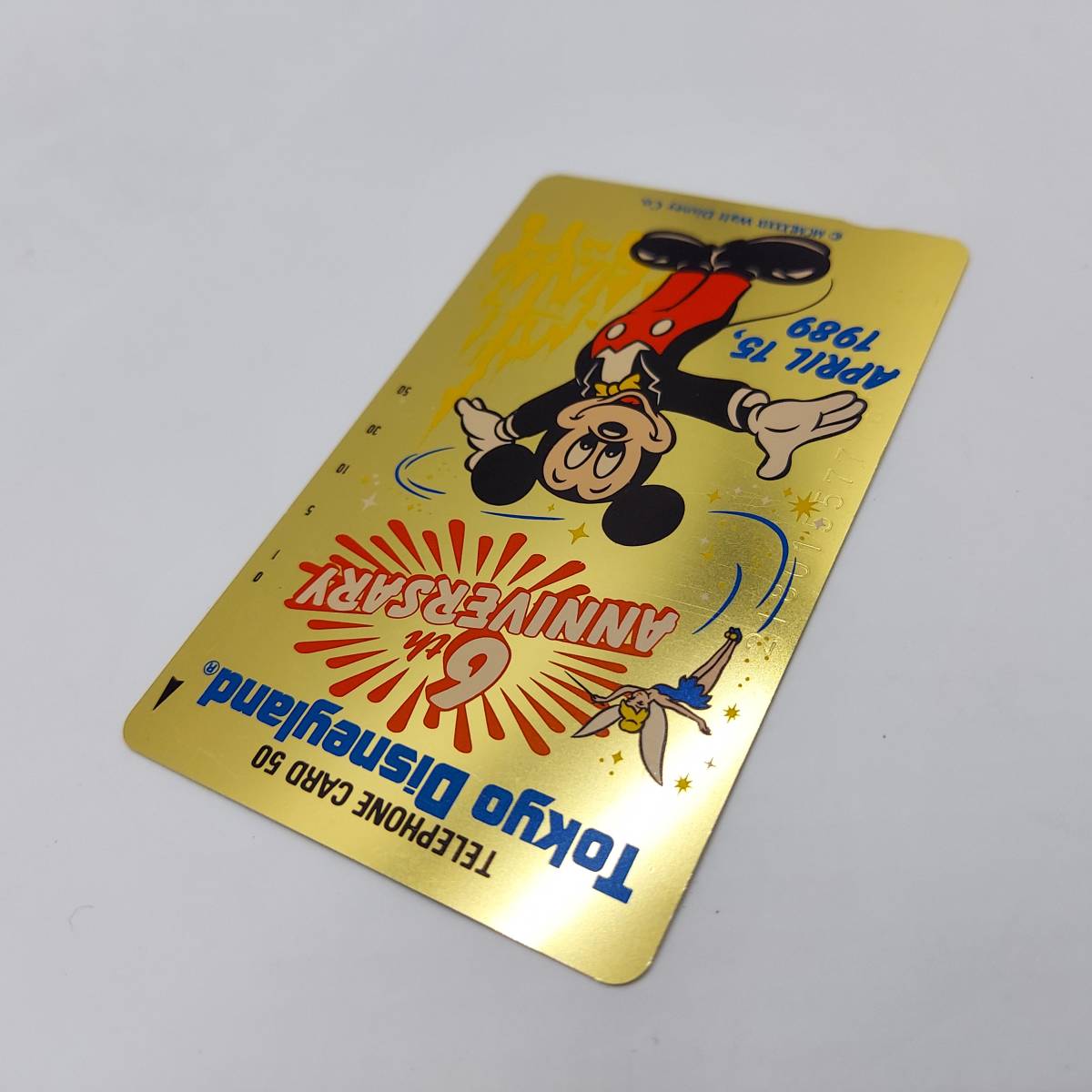  【未使用】東京ディズニーランド 6周年 1989年4月15日　ミッキーマウス　ディズニー テレカ５０度 テレホンカード (X-28)_画像2