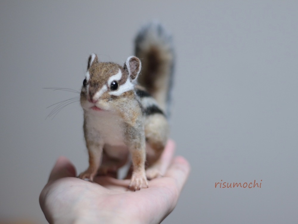 risumochi シマリス 羊毛フェルト ハンドメイド 動物 栗鼠 アニマル ディスプレイ インテリア オブジェ_画像7