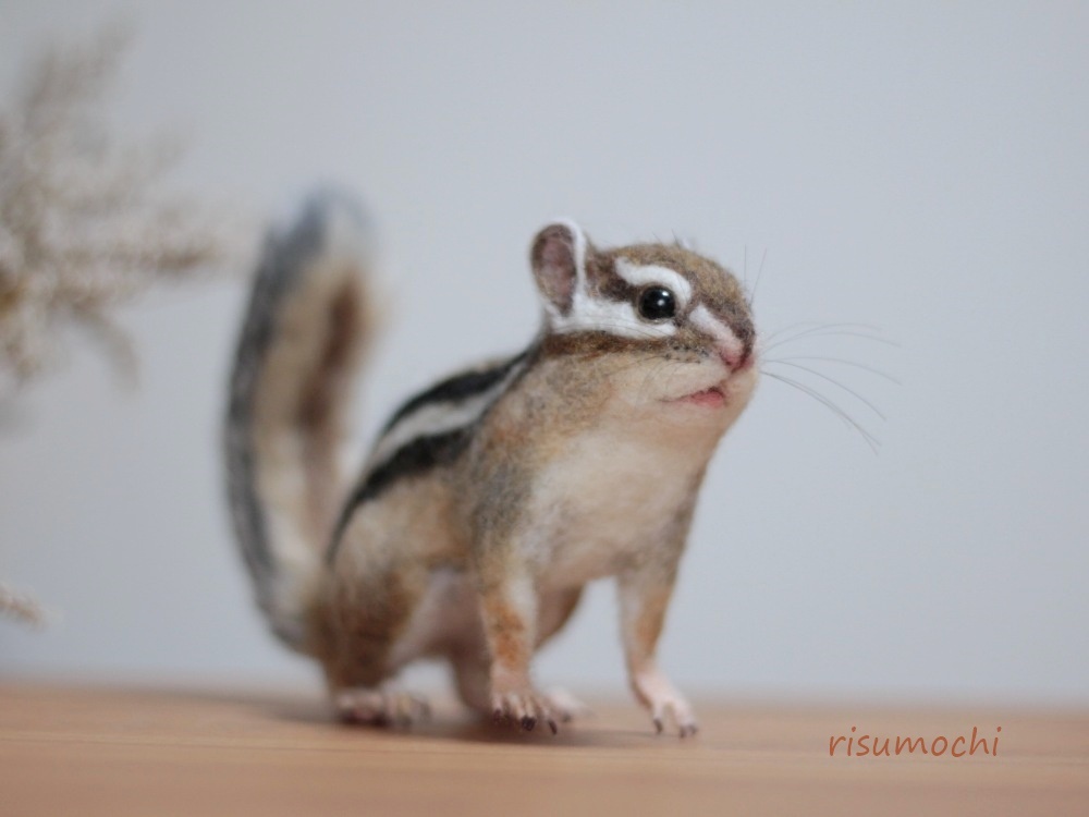 risumochi シマリス 羊毛フェルト ハンドメイド 動物 栗鼠 アニマル ディスプレイ インテリア オブジェ_画像9