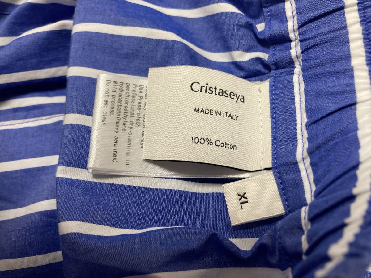 極美品 タグあり Cristaseya COTTON BERMUDA Striped Blue XL クリスタセヤ コットン バミューダ ブルーストライプ ショーツ ハーフパンツ_画像5