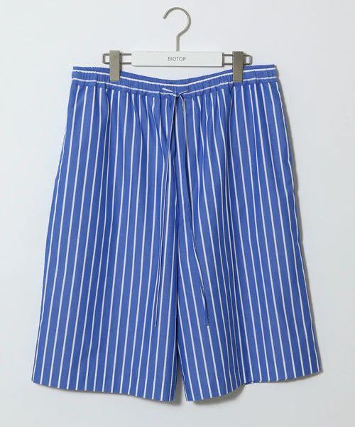 極美品 タグあり Cristaseya COTTON BERMUDA Striped Blue XL クリスタセヤ コットン バミューダ ブルーストライプ ショーツ ハーフパンツ_画像1