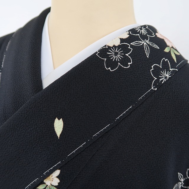 専用Y2711◆美品 洗える夏着物 薄物 桜 小紋 ゆめsaku2 美品 野口安左衛門 桜 着物 仕付け糸付“朝な夕な心の