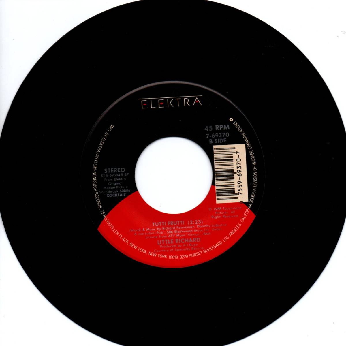 John Cougar Mellencamp 「Rave On」 / Little Richard 「Tutti Frutti」米国盤EPレコード 映画「Cocktail」より　（Buddy Holly関連）_画像3