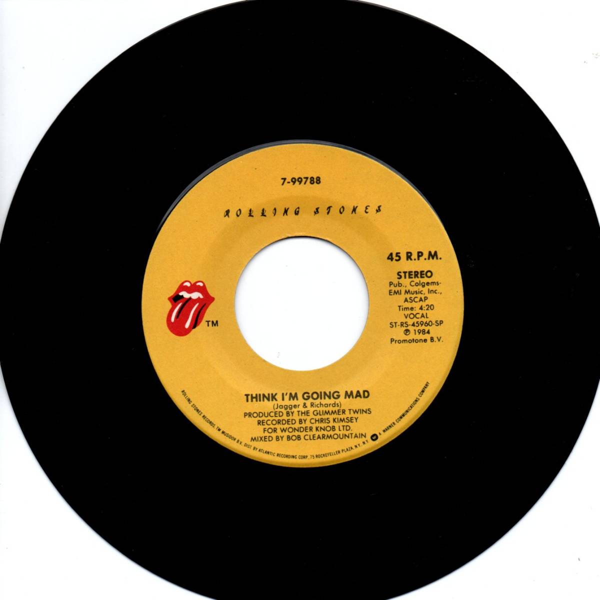Rolling Stones 「She Was Hot/ Think I'm Going Mad」米国盤EPレコード_画像3
