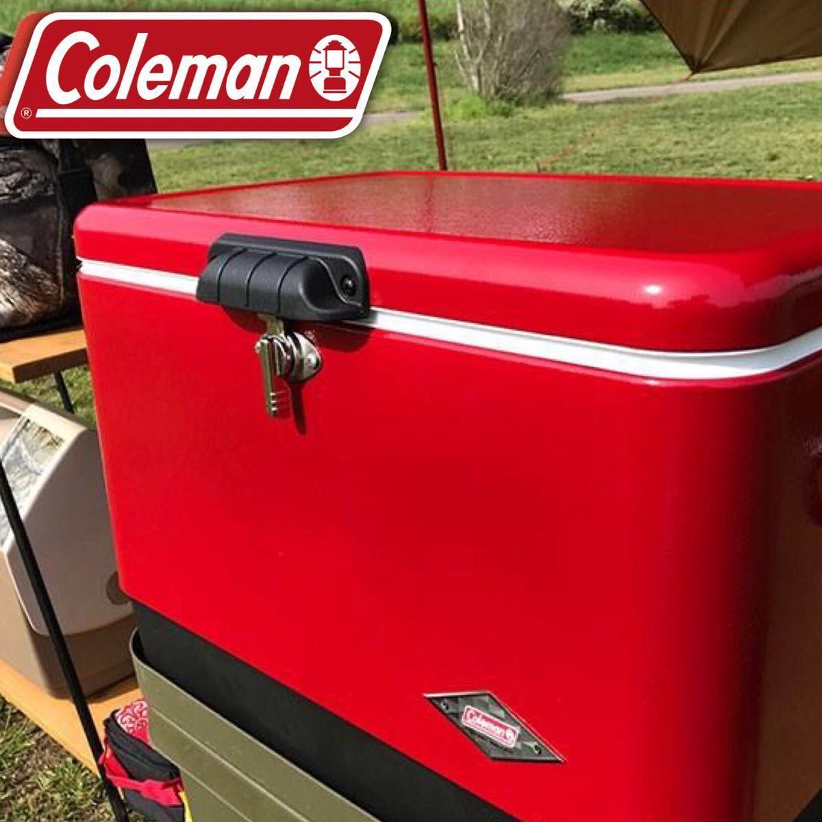 新品☆ Coleman コールマン スチールベルトクーラー 54QT レッド