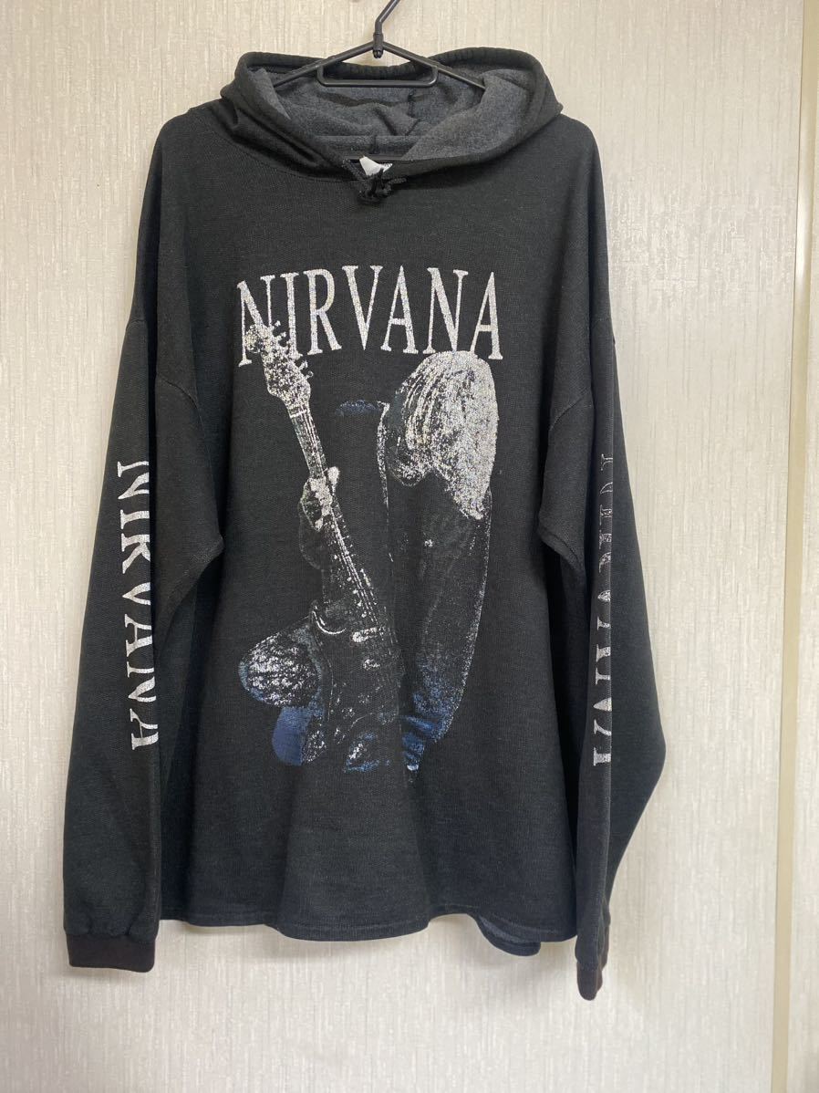 90'S NIRVANA 追悼パーカー ヴィンテージ ブラック　カートコバーン　HOLE Kurt Cobain ニルヴァーナ バンドTシャツ