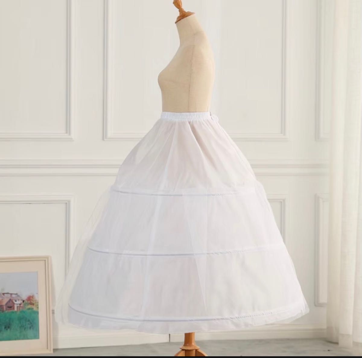 新品 送料無料 パニエ 3段チュール ホワイト コスプレ ドレス 45㎝ スカート 白