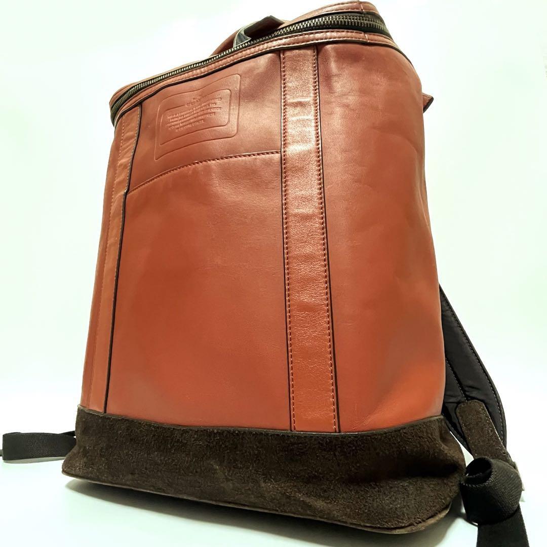 1円【入手困難品】美品 COACH コーチ メンズ レザー リュックサック