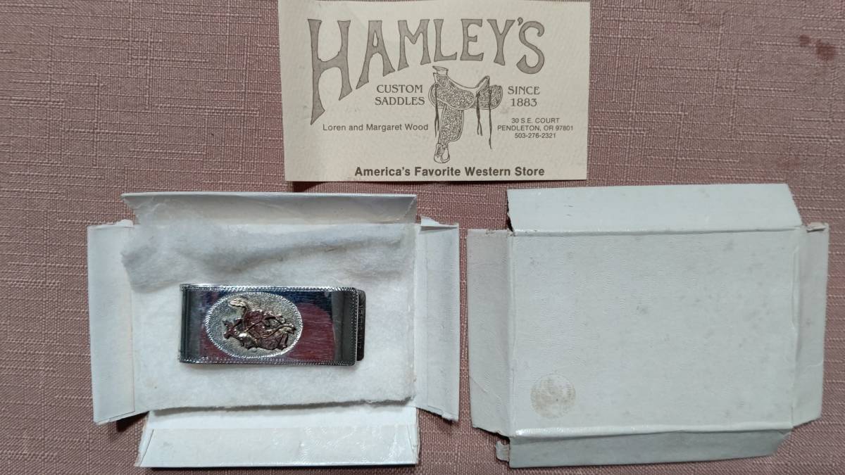 ヴィンテージ ZPT SILVER 米国 西部 インディアンモチーフ　マネークリップ（5×2.1㎝20g）HAMLEY'S America’ｓ Favorite Western Store