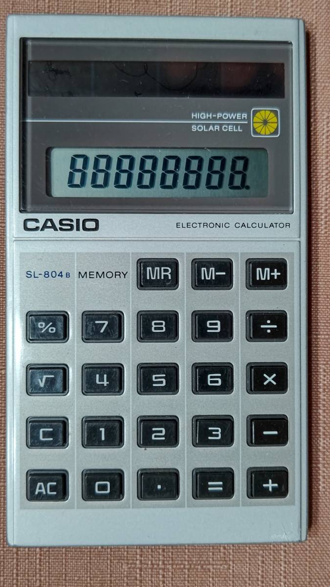 日本製　昭和レトロ　電卓 1980年代 太陽電池 CASIO カシオ SL-804 B 動作確認_画像1