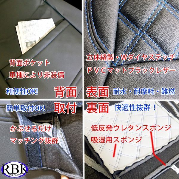 ブルーテック キャンター 標準キャブ (H22.12-H28.04) トラック シートカバー リア用 選べるステッチ 4色+1 商用車 白 青 赤 P S0288R_画像4