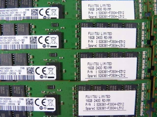 1NYH // 16GB 16枚セット計256GB DDR4 19200 PC4-2400T-RA1 Registered RDIMM 2Rx4 M393A2G40EB1-CRC0Q //Fujitsu PRIMERGY RX2530 M2 取外の画像7