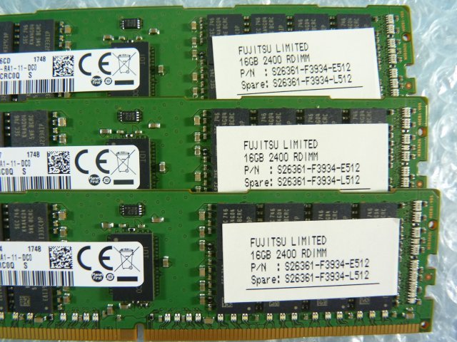 1NYI // 16GB 12枚セット計192GB DDR4 19200 PC4-2400T-RA1 Registered RDIMM 2Rx4 M393A2G40EB1-CRC0Q //Fujitsu PRIMERGY RX2530 M2 取外_画像8