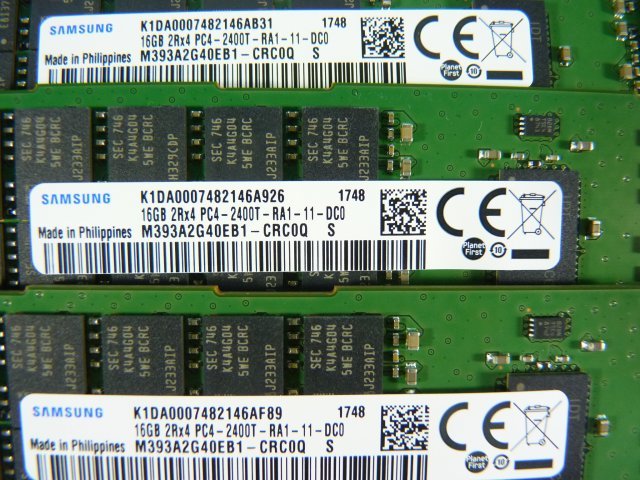 1NYI // 16GB 12枚セット計192GB DDR4 19200 PC4-2400T-RA1 Registered RDIMM 2Rx4 M393A2G40EB1-CRC0Q //Fujitsu PRIMERGY RX2530 M2 取外_画像5