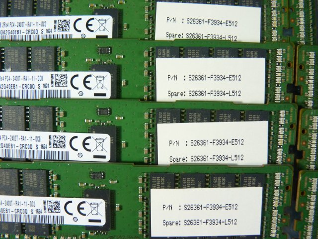 1NZS // 16GB 8枚セット計128GB DDR4 19200 PC4-2400T-RA1 Registered RDIMM 2Rx4 M393A2G40EB1-CRC0Q// Fujitsu PRIMERGY RX2530 M2 取外_画像4