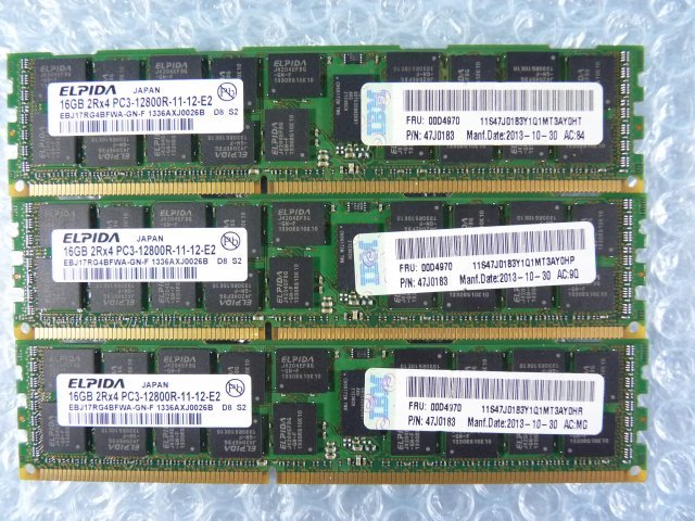 経典ブランド 2Rx4 RDIMM Registered PC3-12800R DDR3-1600 計48GB 3枚