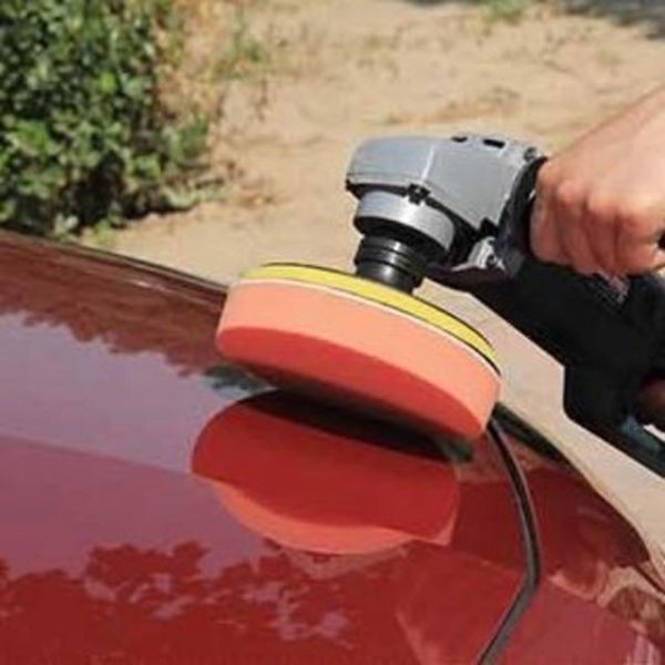 送料無料 電動 ポリッシャー スポンジ バフ 平面 2個 セット 洗車 研磨 ワックスがけ 150mm オレンジ_画像4