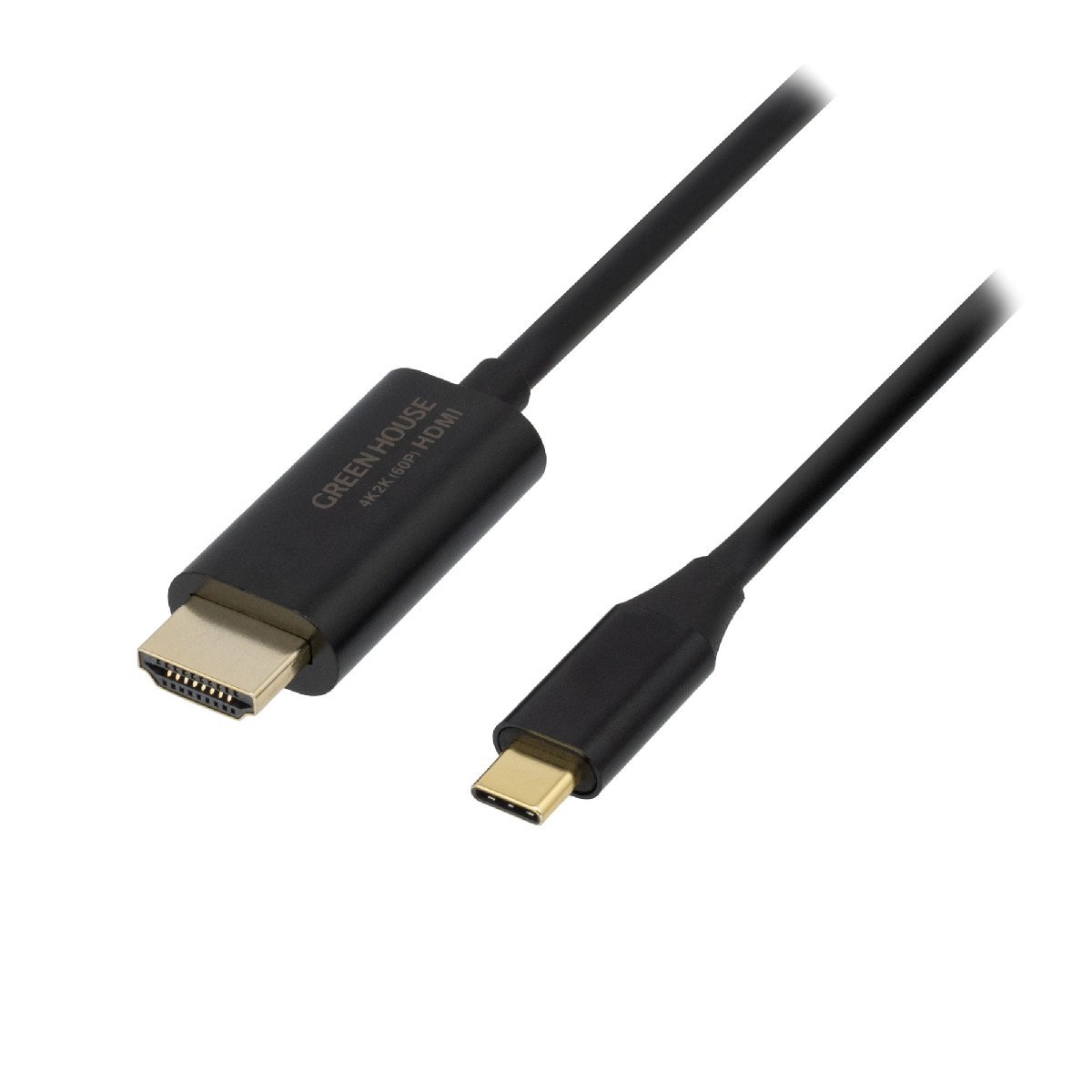 USB Type-C-HDMIミラーリングケーブル TypeC-HDM 2m Altモード対応 グリーンハウス GH-HALTB2-BK/3657ｘ１本/送料無料_画像1