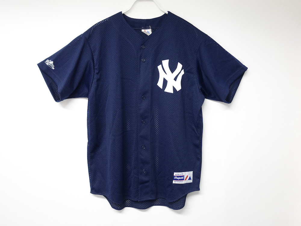 最愛 Majestic 社製 USA製 ベースボールシャツ Yankees York New 応援ユニフォーム、ウエア