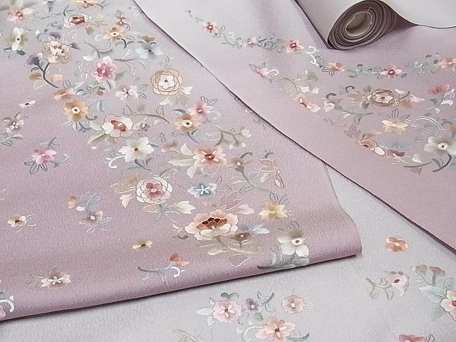 着物屋こころ付下げ 反物 着尺 中国三大刺繍 蘇州刺繍 草花文 正絹 逸品 未使用 A-cs3281 www.checkmyvitals.com