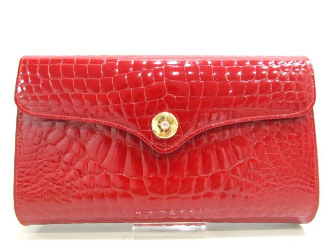 第二通販 美品 Linea Derrit クロコ チェーン ショルダーバッグ