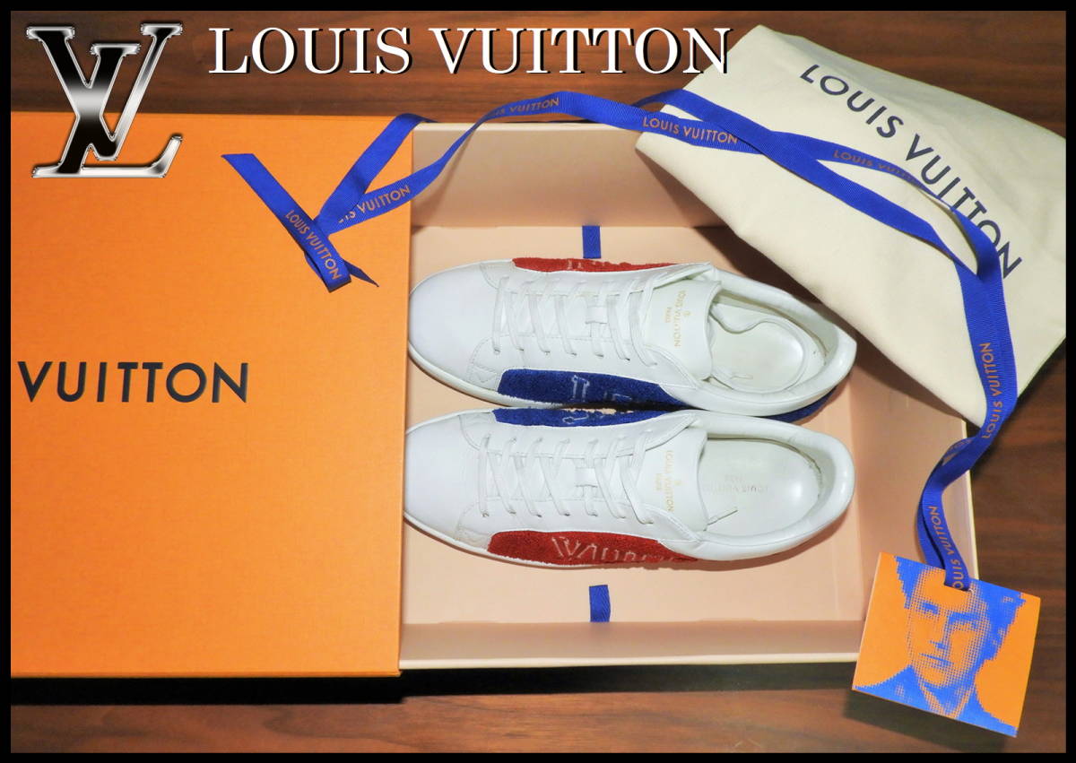 即完売 LOUIS VUITTON トリコロールスニーカー ルイヴィトン ルクセンブルク ボア タフタージュ メンズ 7 靴 シューズ レザー 白 赤 青の画像2