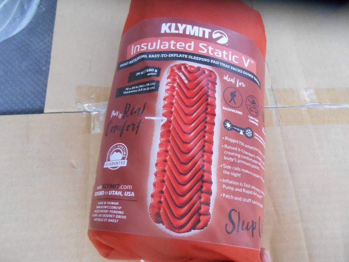 正規店仕入れの 送料無料 Klymit 絶縁 スタティック V 軽量 キャンプ用 スリーピングマット オレンジ フリップバルブ Klymit絶縁スタティックV軽量キャンプスリーピングマット(偵察、フリップバルブ)(2019)