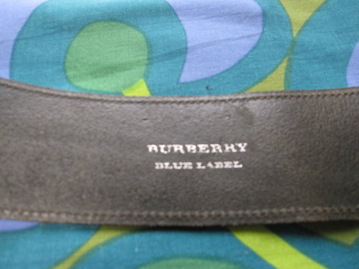 BURBERRY BLUE LABEL バーバリー ブルーレーベル レディース 革 レザーベルト ブラック/シルバー金具 USEDキレイ 幅5.8cm サイズ72.5-91_画像2