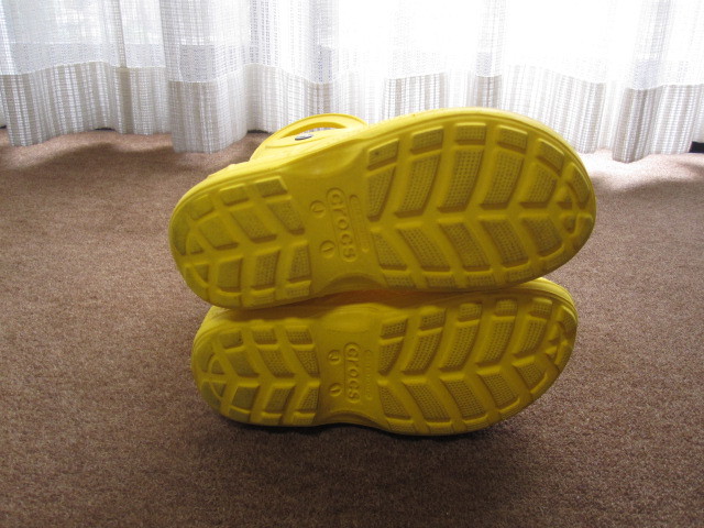 使用少ないキレイ キッズ19.5cm crocs クロックス 長靴 イエロー レインブーツ キャンプ アウトドア_画像6