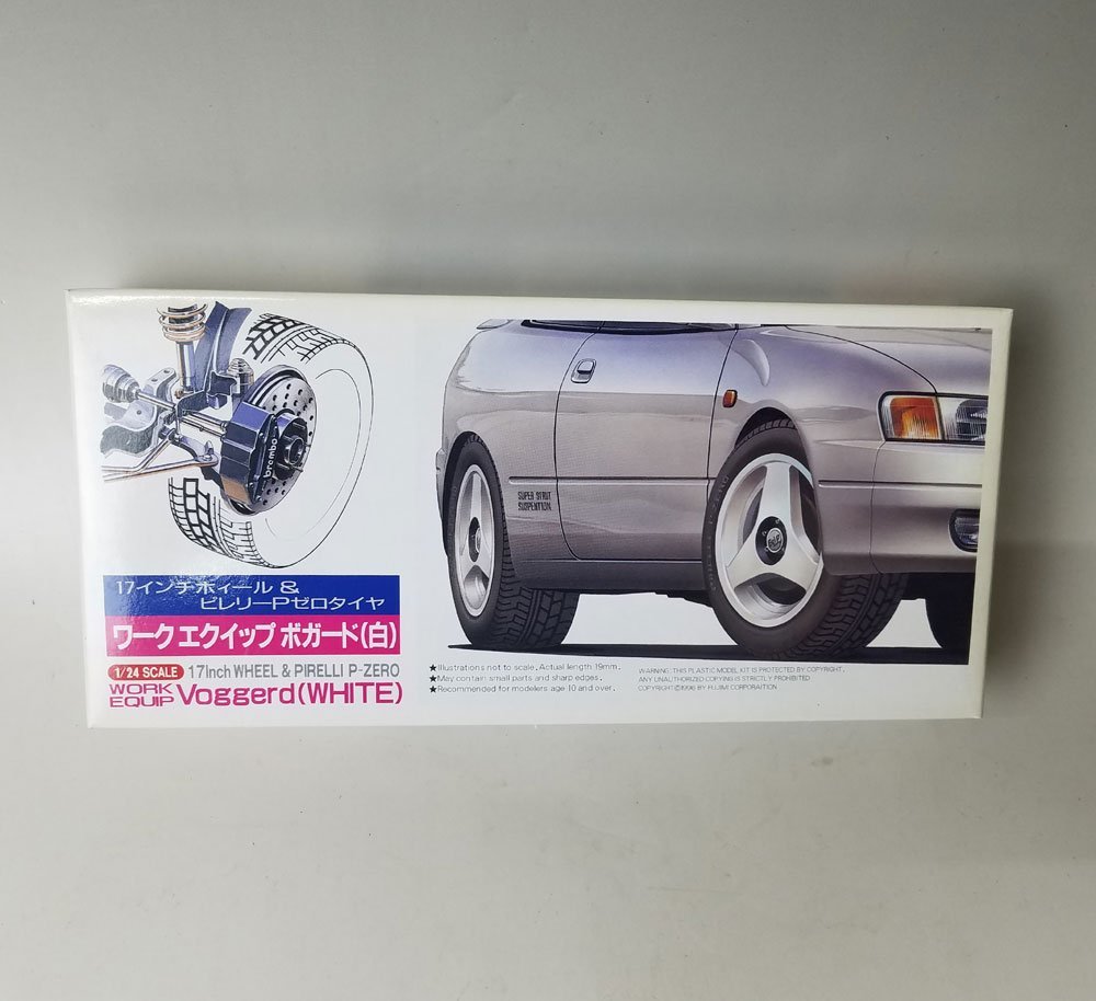 G999 FUJIMI フジミ 1/24 TYRE&WHEELWORK EQUIP Voggerd 白 ワーク エクイップ ボガード 白 ピレリー P-ZERO 未組立_画像1