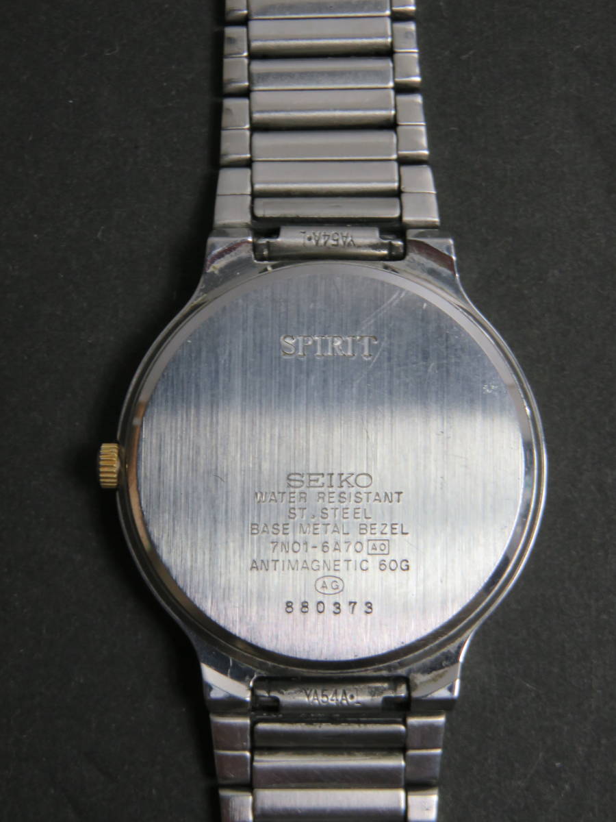 セイコー SEIKO スピリット SPIRIT クォーツ 3針 純正ベルト 7N01-6A70 男性用 メンズ 腕時計 T690 稼働品_画像5