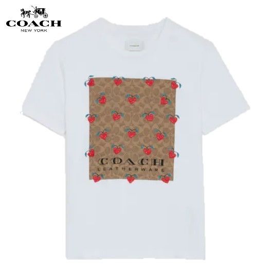 COACH CA696】コーチ 百貨店商品 シグネチャーストロベリーTシャツ