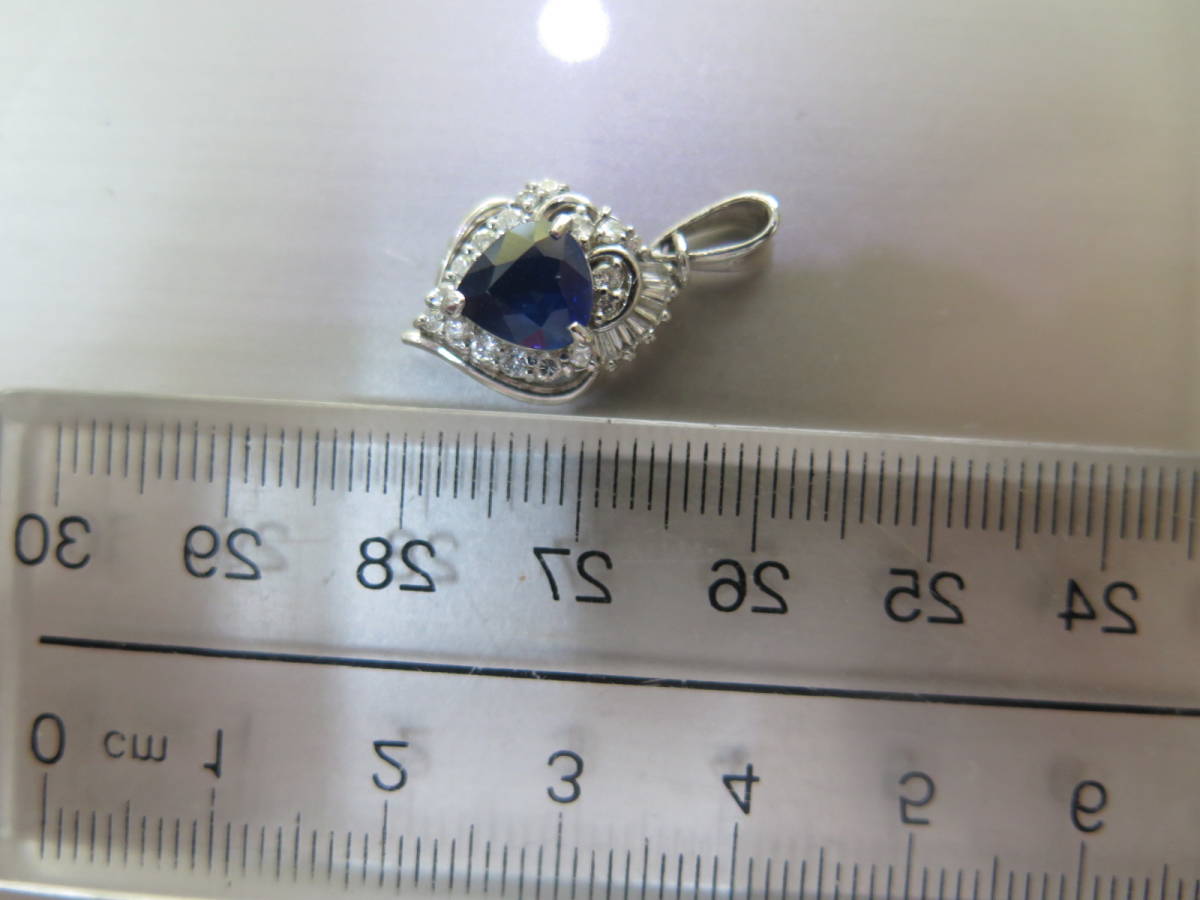  платина сапфир подвеска с цепью сапфир 1.45ct бок камень diamond 0.35so-ting имеется 